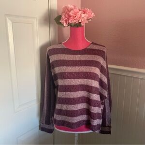 Purple and Lavender Striped Open Knit Sweater NWT, size L/XL